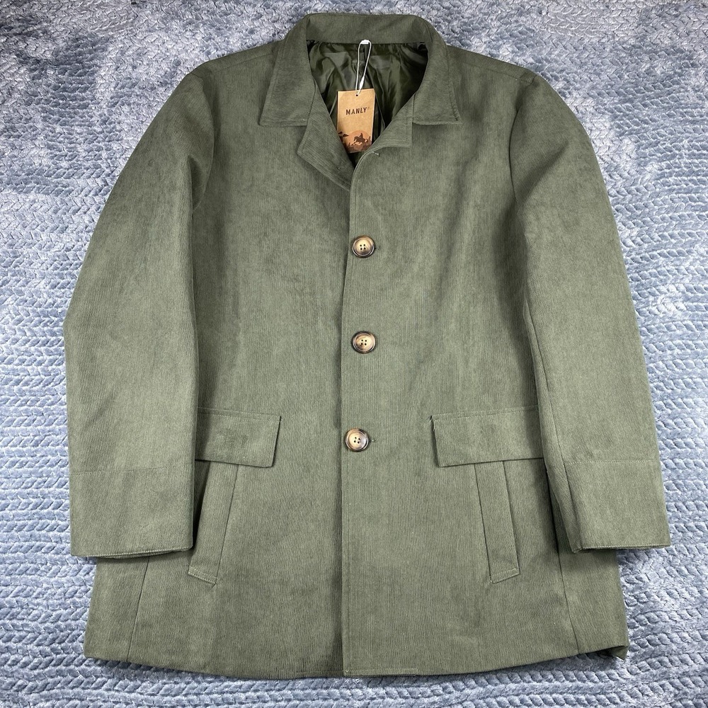 Manly Vintage Corduroy Lapel Work Jacket Men's Size 2XL Green NWTS NEW